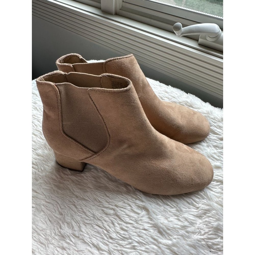 New faux suede beige booties by BC sz 8